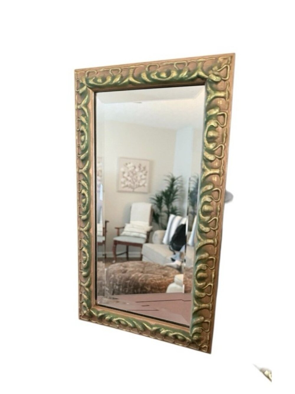 Vintage Robert Grace Ornate Wood Framed Bevel Mirror 14" x 8" Hollister CA